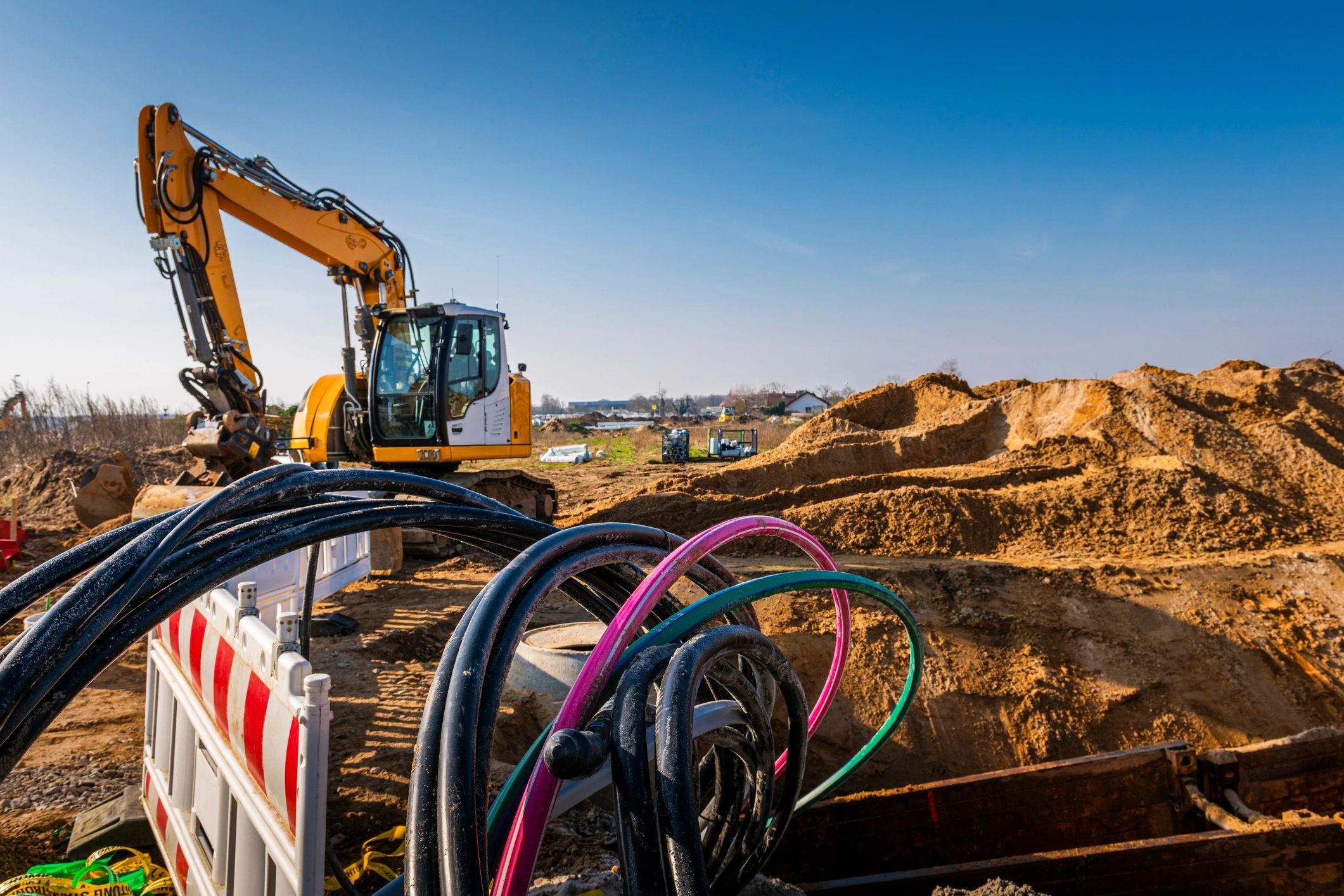 Low-voltage cabling installation at a job site